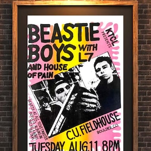 Beastie Boys and House of Pain with L7 Vintage Concert Poster 8&quot;x12&quot; Art Reprint on PVC Board (Frame Not Included) -Free Shipping