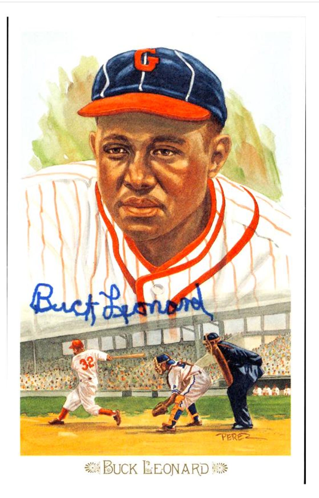 Buck Leonard Negro Leagues and Hall of Famer Signed 1989 Perez