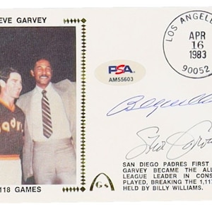 Steve Garvey & Billy Williams &quot;Garvey Breaks Williams All-TIme NL Leader Consecutive Games Played Record&quot; Signed 1983 FDC Envelope (PSA)