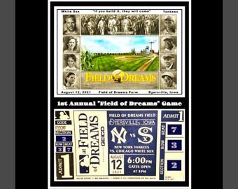 2021"Field of Dreams" Inaugural Game Yankees vs White Sox August 12,2021 8x10 Matted Photo Collage with Commorative Replica Ticket Framed