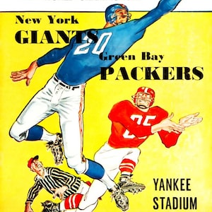 1962 NFL World Championship New York Giants vs Green Bay Packers Program Cover 8x12 Reprint Poster on High Quality 1mm PVC Board- Free Ship