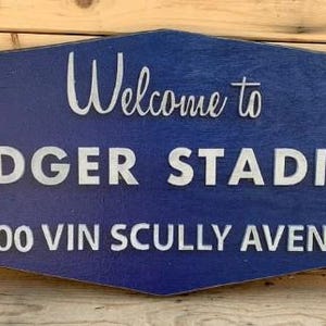 Welcome to Dodger Stadium 1000 Vin Scully Avenue 24" L X 11"H  Heavy Duty Hand-Cut Wood Replica Sign - Free Shipping