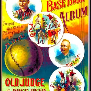 1880&#39;s Old Judge Tobacco Rounds Baseball Card Advertisement 18&quot;x24&quot; Poster Print-Free Shipping