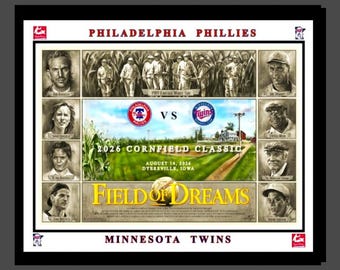 2026 "Field of Dreams Cornfield Classic" Game Phillies vs Twins August 14,2026 8x10 Matted Single Multi-Photo Collage in a Black Frame