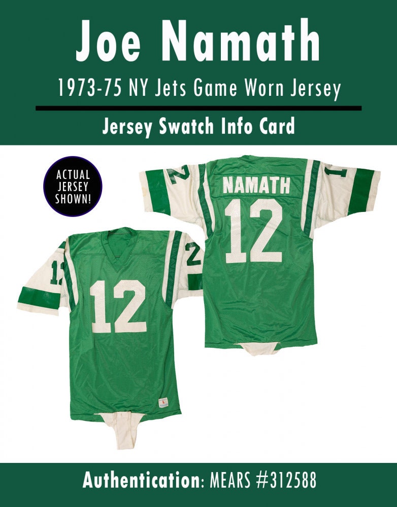 JOE NAMATH 1973-75 JETS GAME JERSEY MYSTERY SWATCH BOX!