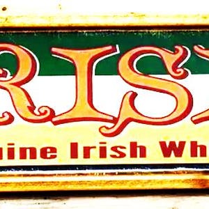 Irish Pub &quot;Genuine Irish Whiskey Served Here&quot; 6x24 Wood Advertisement Sign Framed in a Rustic Wood Frame-Free Shipping