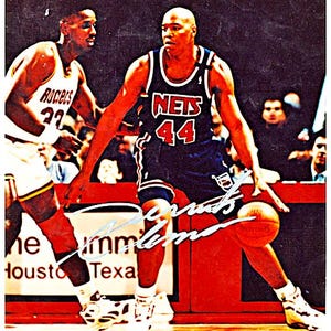 Derrick Coleman New Jersey Nets vs. Houston Rockets Autographed 8x10 Photograph (JSA Auth)- Free Shipping
