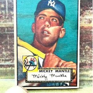 1952 Mickey Mantle 8.5&quot;x12&quot;x3/4&quot; Birch Wood Vintage Baseball Card Sign Display- Free Shipping