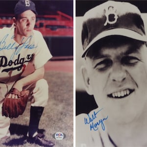 Lot of 2-Walt Moryn and Billy Loes Brooklyn Dodgers Signed Individual Vintage 8x10s Photos (PSA)-Free Shipping