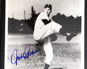 Johnny Podres Brooklyn Dodgers Signed 8x10 Vintage B&W Photo- Free Shipping