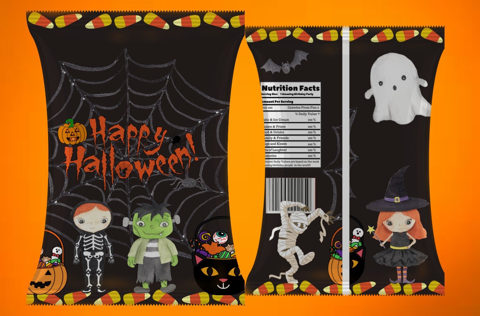 Halloween Chip Bag Instant Download Trick or Treat Chip Bag Etsy