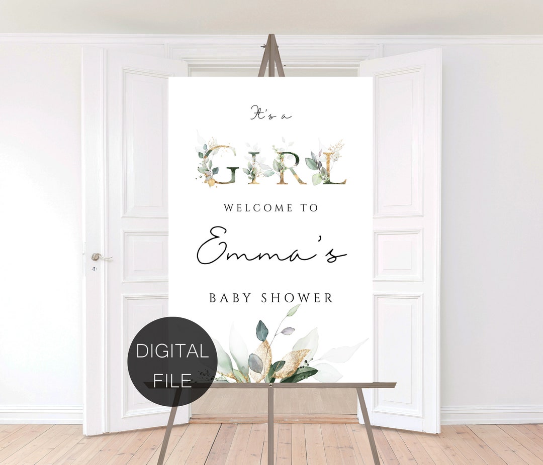 Baby Shower Sign Baby Girl Floral Baby Shower Decor Etsy