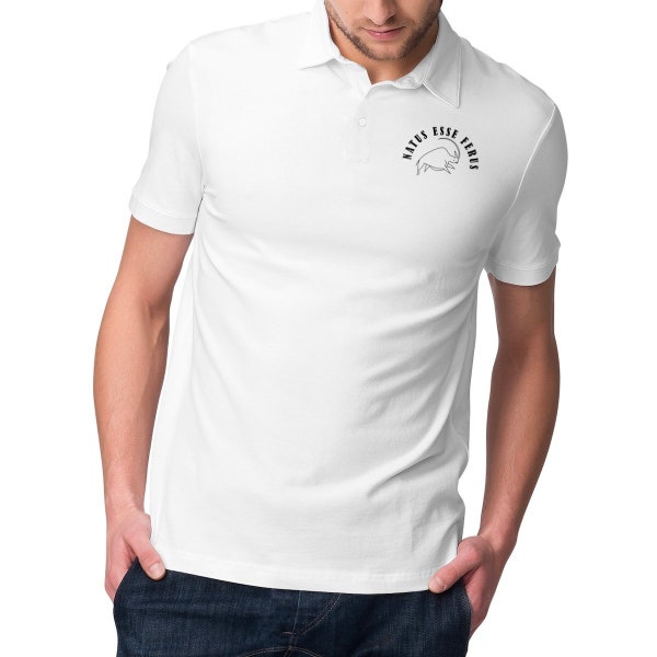 Polo T-shirt rhinocéros "Natus esse ferus" né pour etre sauvage en Latin