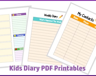 Kids Weekly Planner And Diary Printables