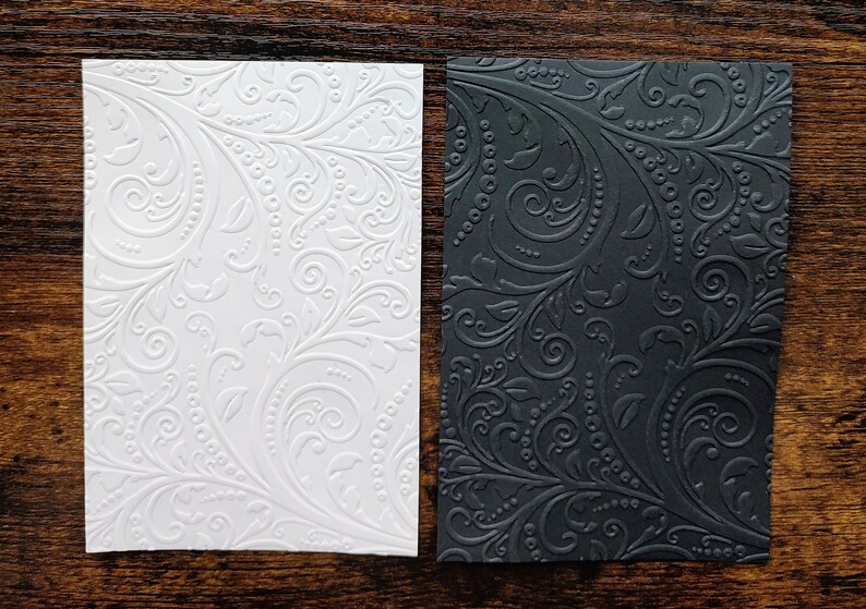6 Pack of Embossed Card Stock Pieces, 6x4, Black and White, Various Patterns. for Card Making