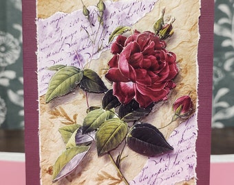 carte de voeux de style vintage avec enveloppe. Vierge. Conception florale 3D.