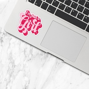 I&#39;m Just a Girl Sticker – Cute Pink Feminist Retro Aesthetic Vinyl Sticker for Journals, Laptops, Water Bottles & More