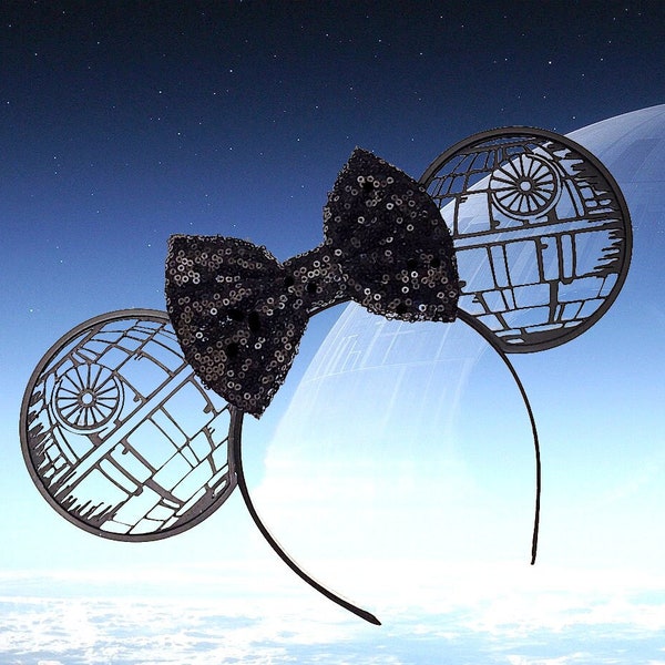 Star Wars Mouse Ears | Death Star Minnie Ears |  3D Printed Galactic Empire Imperial Disney Ears Headbands