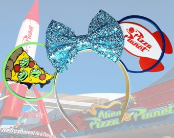 Alien Pizza Planet Mickey Ears | 3D Printed Toy Story Mouse Ears | Extraterrestrial Pixar Disney Ears for Kids and Adults