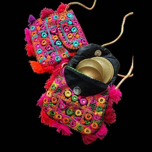 Correa de bolso Sagatte Bolso de hombro bordado afgano / ATS fcbd danza del vientre de fusión tribal