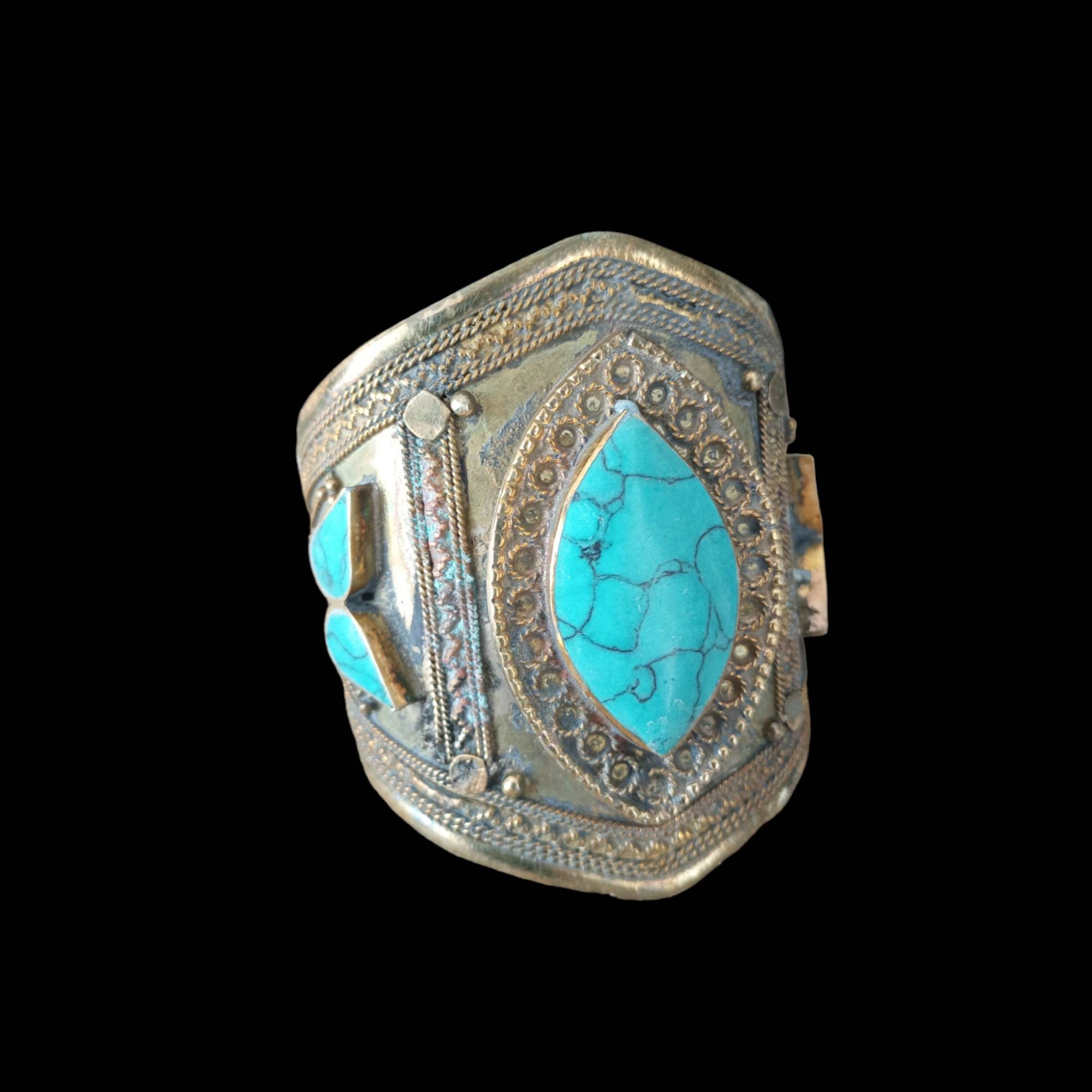 新しい到着 Vintage Turquoise ATS Fcbd Tribal Fusion Bellydance Cuff ベリーダンス