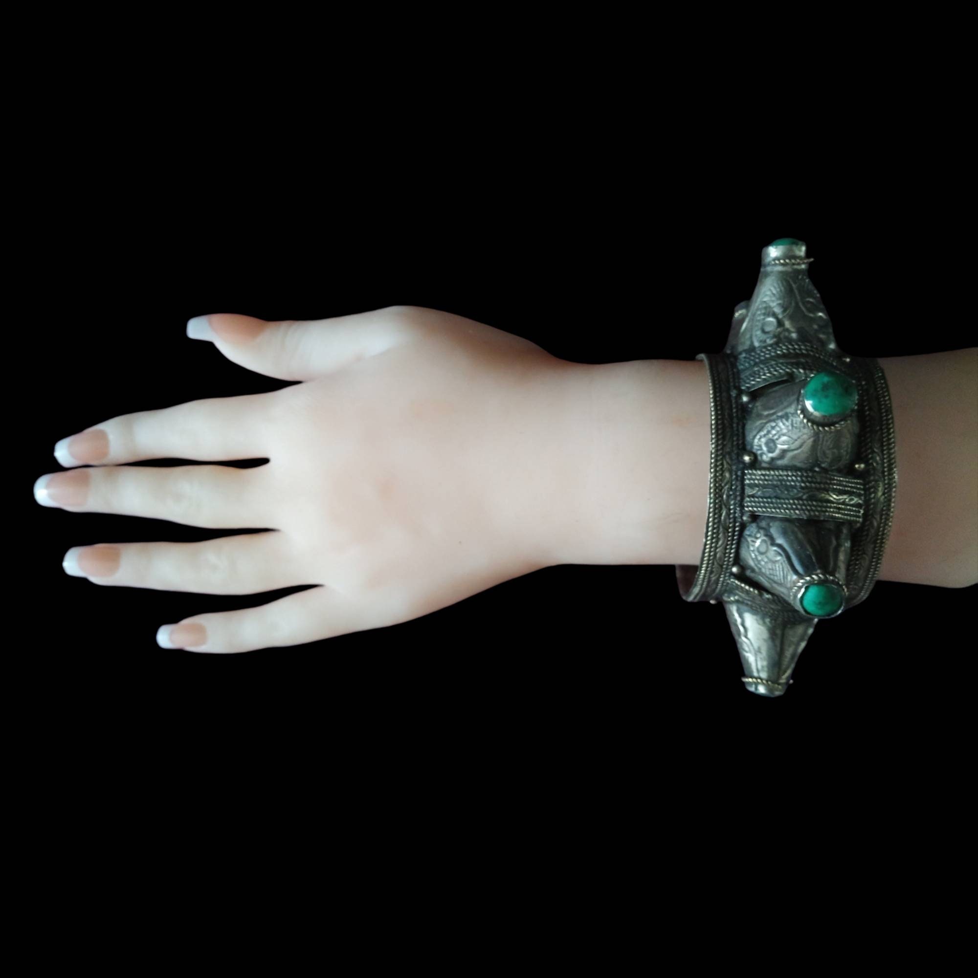 Vintage Carved Spike Bracelet ATS Fcbd Tribal Fusion