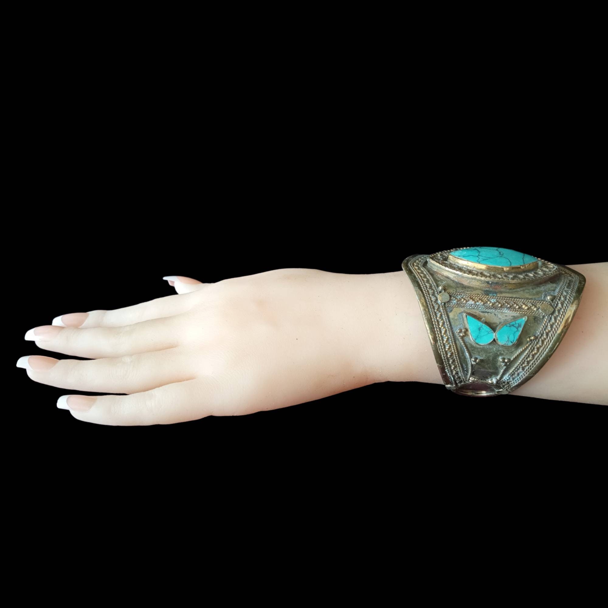 Vintage Cuff Bracelet Glassware Ats Fcbd Tribal Fusion