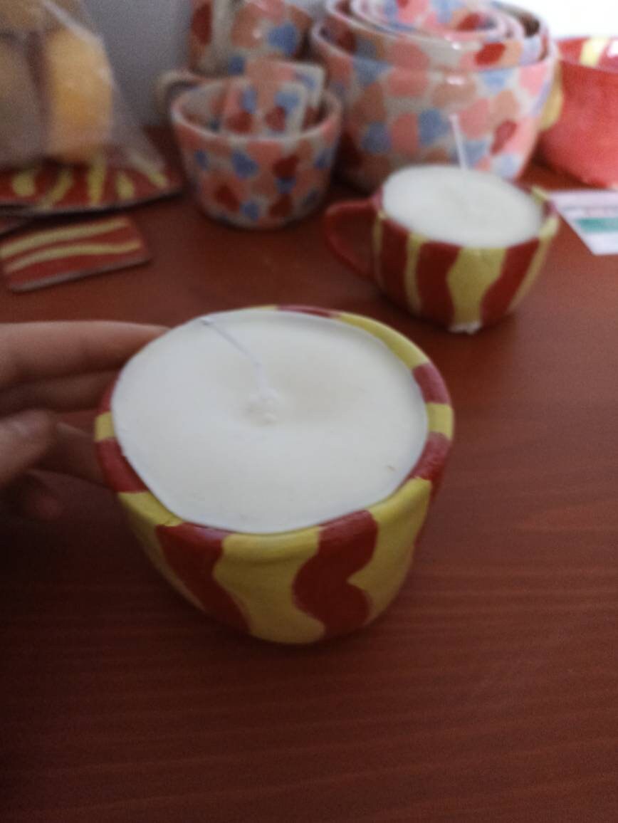 Bougie Artisanale avec Contenant en Céramique et Réutilisable