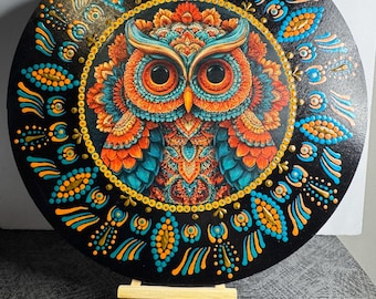 14in Owl Boho Mandala Wood Plaque