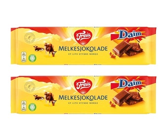 Freia Melksjokolade Daim (2 Pack) - Freia Milk Chocolate with Daim 200 grams (2 Pack)