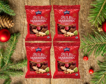 Nidar Julemarsipan og Sjokoladepose (4 Pack)  130g (4.5 oz) - Nidar Christmas Marzipan and Chocolate Bag (4 Pack)