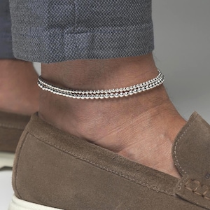 Bracelet de cheville extensible en argent sterling 925, Argent sterling, Bracelet de cheville, Bracelets de cheville superposés