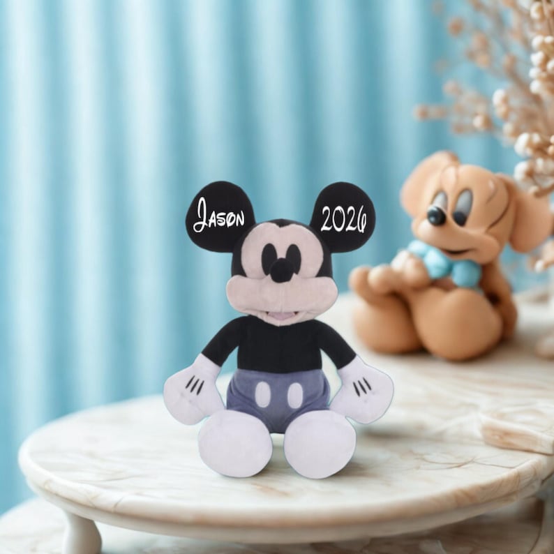 Personalized Baby Mickey Mouse Plush Nursery Decor, Baby Shower, Birth Stat image 3