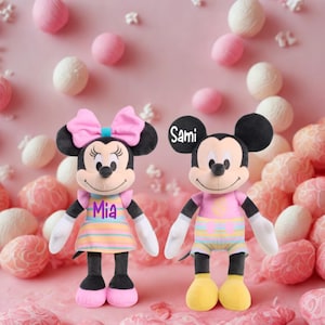 Personalized Easter Themed Mickey or Minnie Mouse Plush 11 inch image 1