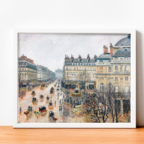 French Theater Square, Paris (1898) painting by Camille Pissarro.