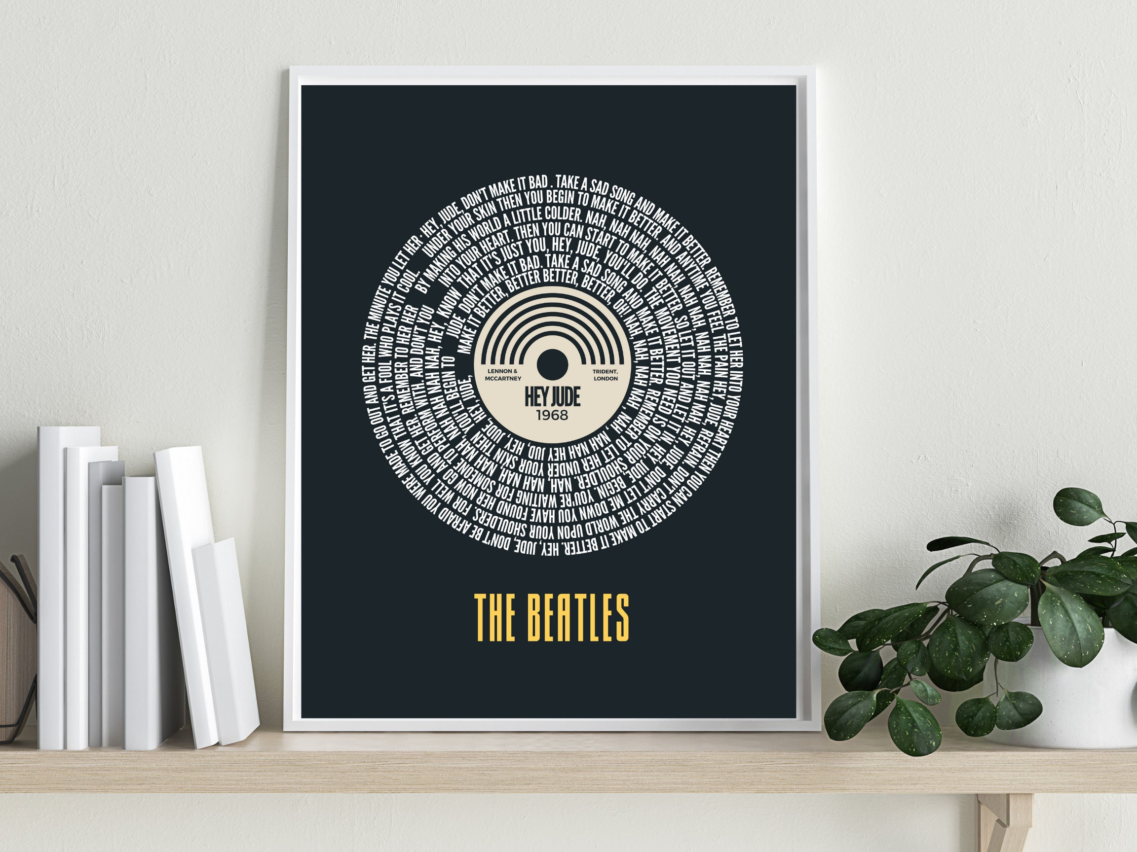 Hey Jude the Beatles Lyrics Record Poster DIGITAL DOWNLOAD. - Etsy