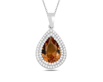 Collana con sultanina a forma di pera: diaspro turco cangiante, argento sterling 925