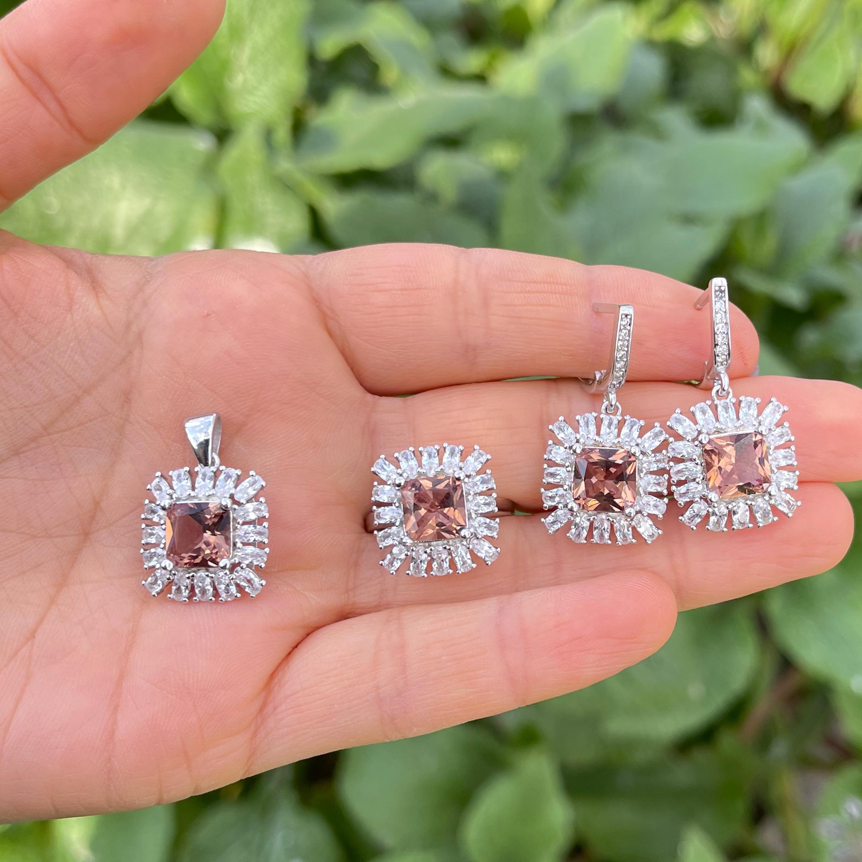 Zultanite Silver Jewelry Set | Color Changing Stone Necklace, Earrings & Ring | 925 Sterling Silver Turkish Handmade - View #3