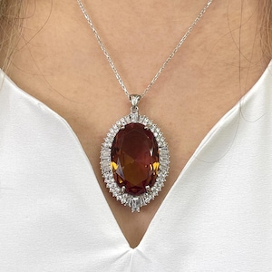 925K Oval Sultanite Silver Necklace, Color Changing Stone Pendant, Turkish Diaspore Women Necklace, Big Sultanite Necklace, Unique Gift Idea