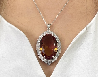 Collana in argento 925K con sultanite ovale, ciondolo in pietra che cambia colore, collana da donna in diaspro turco, grande collana in sultanite, idea regalo unica