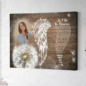 As I Sit In Heaven Custom Memorial Gift Loss Of Sister, Angel Wings Memorial Keepsake Photo Gift For Loss Of Daughter, Mothers Day Gift