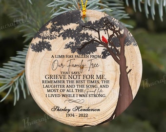 Memorial Christmas Ornaments, A Limb Has Fallen Loss Of Father Mother, Loss Of Brother Xmas Gift, Loss Of Loved One Remembrance Gifts