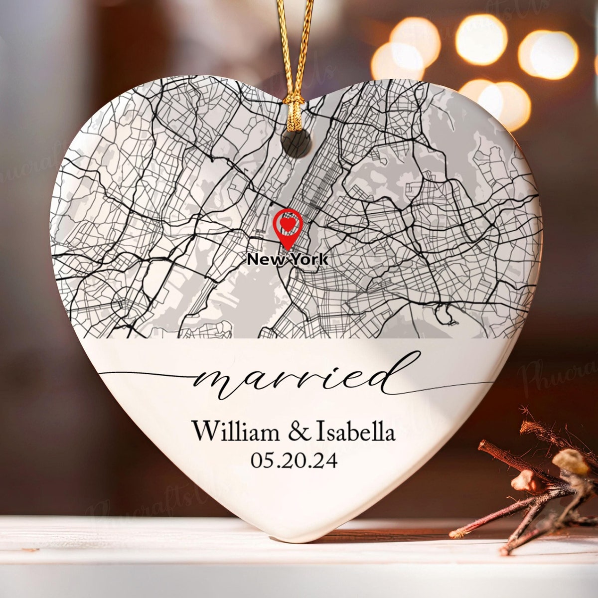 Custom Location Map Wedding Ornament, Married Ornament, Wedding Ornament, Personalized Ornament Wedding, Wedding Christmas Ornament 2024 - Etsy