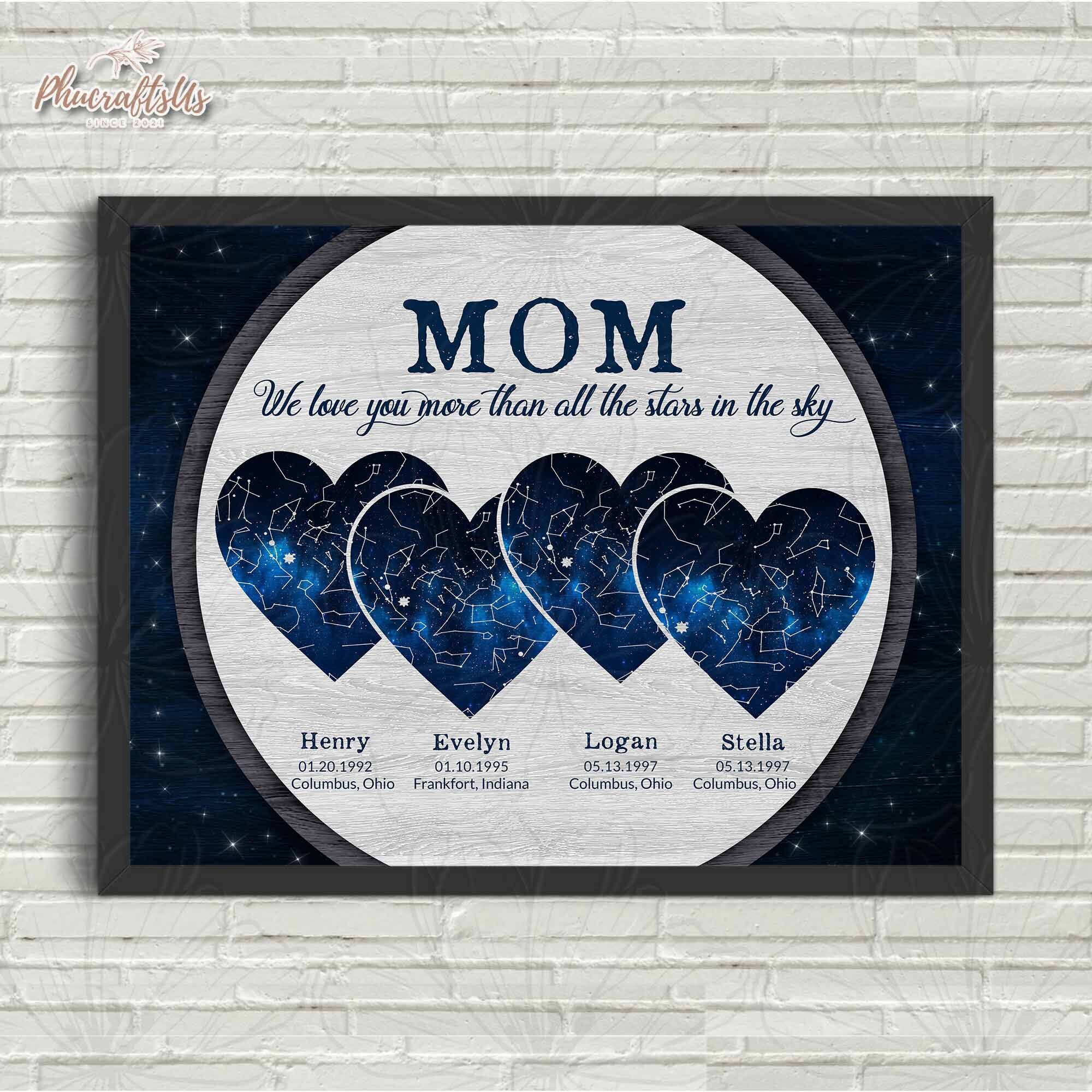 Custom Star Map Gift For Mom From Children, Night Sky By Date Mother Day  Gift, Birthday Gift For Mom Canvas - Best Personalized Gifts For Everyone