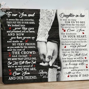 Wedding Gift For Son And Daughter In Law, Personalized Canvas Gift For Son On His Wedding Day, Custom Gift For Bride From Mother Of Groom