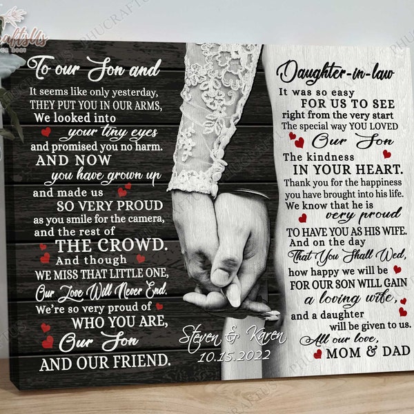 Personalized Wedding Gifts For My Son And Daughter In Law Canvas - Gift For Son On Wedding Day From Mother Of Groom main image 1