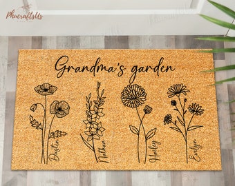 Personalized Grandmas Garden Rubber Doormat | Mother's Day Doormat  | Grandma Mothers Day Gift from Grandkids | Happy Mother's Day Gift 2024