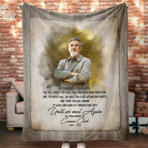 Custom Memorial Blanket For Loss Of Dad, Goodbyes Are Not Forever In Memory Blanket Gifts, Personalized Sympathy Bereavement Blanket