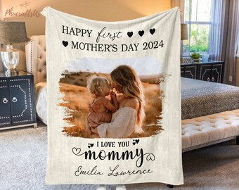 Personalized First Mother's Day Gift from Baby | I Love You Mommy Blanket | Mommy And Daughter Blanket | Happy First Mother's Day Gift 2024