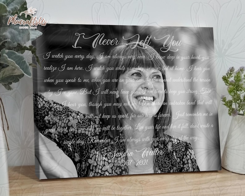 Loss Of Mom I Never Left You Memorial Canvas Gift, Loss Of Mother Sympathy Gift, In Loving Memory Gifts For Loss Of Loved One Ready To Hang image 2